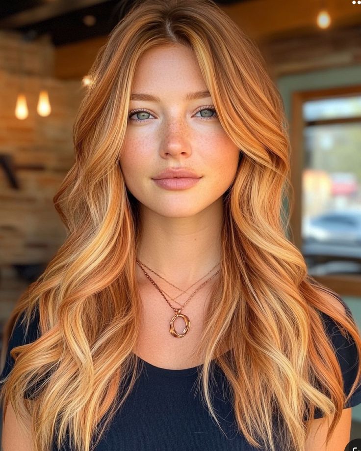 Cowboy Copper Hair Blonde Money Piece, Copper Hair With Platinum Highlights, Red Honey Blonde Hair, Burnt Orange And Blonde Hair, Dark Copper Balayage Blonde, Honey Almond Hair Color, Fall Hair Colors Copper Blonde, Blonde Hair With Auburn Lowlights Fall, Copper Red And Blonde Hair Color