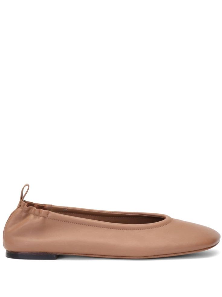 camel brown calf leather almond toe branded leather insole pull-tab at the heel flat leather sole Ballerina Shoes, 3.1 Phillip Lim, Phillip Lim, Flat Shoes Women, Calf Leather, Camel, Fashion Branding, Almond, Women Shoes