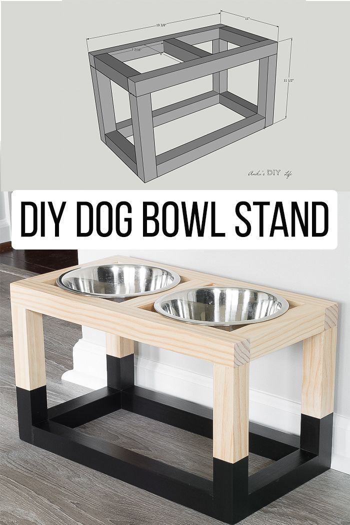 the diy dog bowl stand is made out of wood and metal