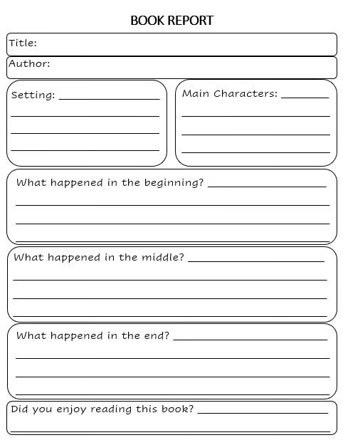 the book report is shown in this worksheet