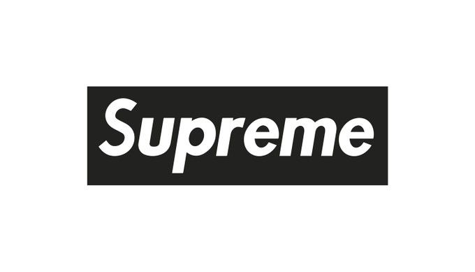 the supreme logo is shown in white on a black and white background, with the words'supreme'below it