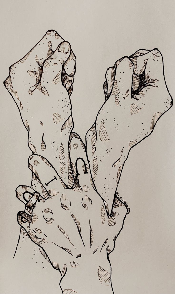 a drawing of two hands holding each other