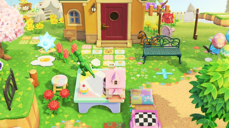 an animal crossing game is being played on the nintendo wii and it's very colorful