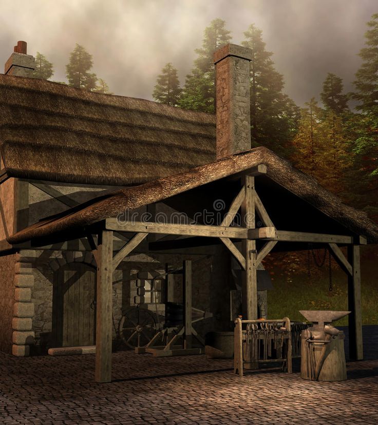 Medieval blacksmith house. By the forest , #Affiliate, #blacksmith, #Medieval, #forest, #house #ad Blacksmith Building, Medieval Blacksmith, Victorian Street, Seychelles Islands, Wood Illustration, Medieval Houses, Forest Illustration, Street House, Dry Creek