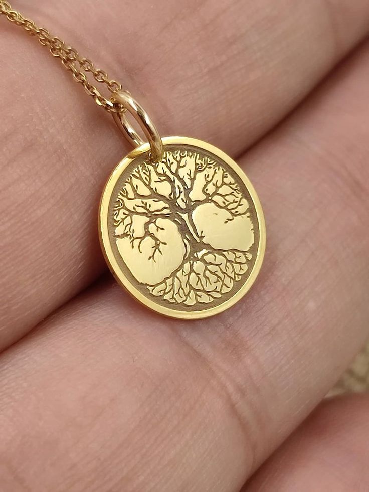 tree of life solid gold 14k,dainty tree of Life,necklace for gift,necklace for women,tree of life,gift birthday, personalized tree image 5 Sterling Silver Yellow Gold Tree Of Life Necklace, Yellow Gold Sterling Silver Tree Of Life Necklace, 14k Gold Tree Of Life Pendant Jewelry, Yellow Gold Tree Of Life Pendant Jewelry, Elegant Gold Necklace With Tree Of Life, Elegant Gold Tree Of Life Necklace, Elegant Yellow Gold Tree Of Life Necklace, Elegant Yellow Gold Tree Of Life Jewelry, Tree Of Life Round Pendant Jewelry For Anniversary