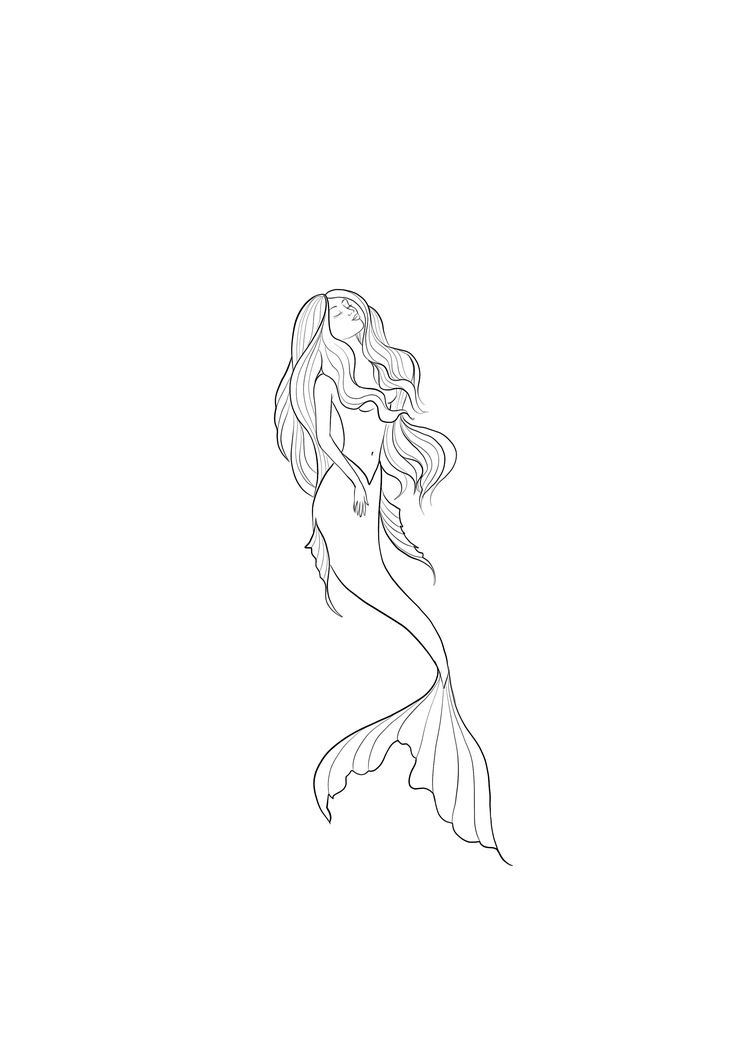 a drawing of a mermaid with long hair