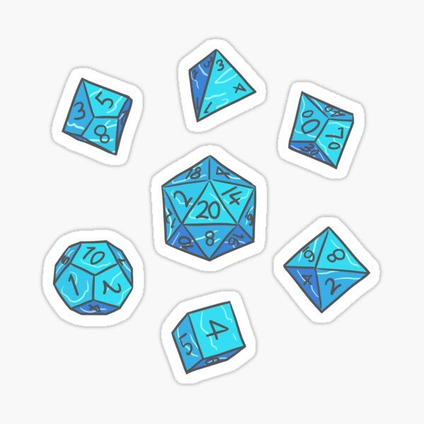 six blue dice stickers sitting on top of each other in the shape of numbers