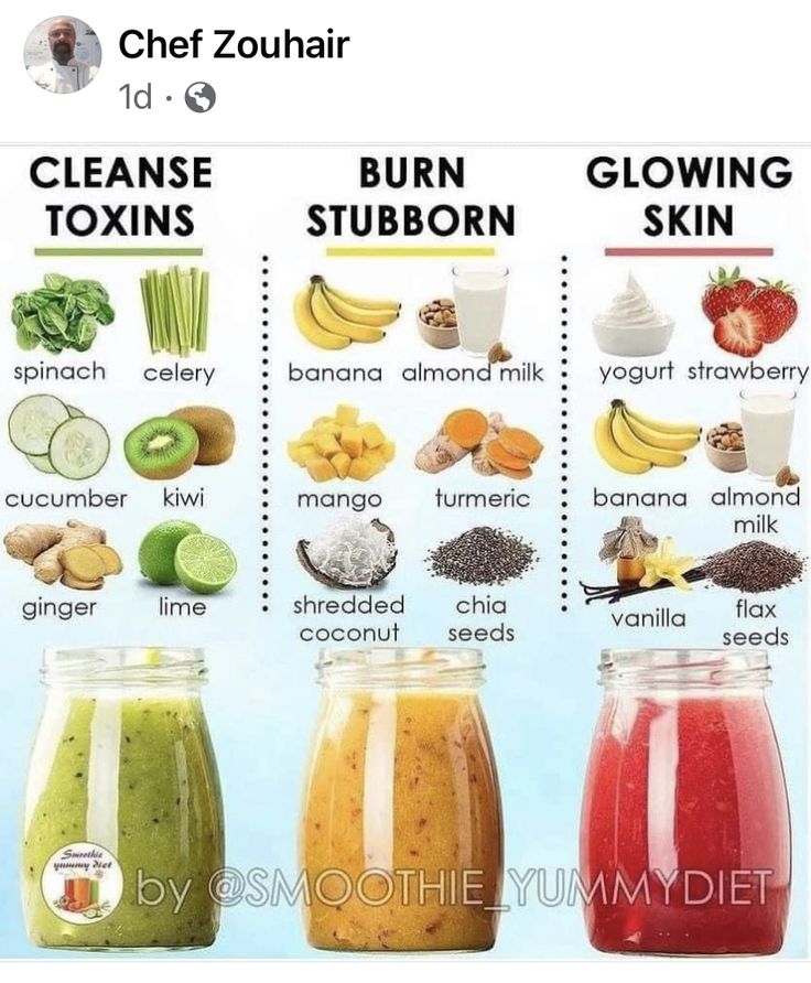 three jars filled with different types of smoothies and juices, labeled in the words cleanse, burn, glowing skin