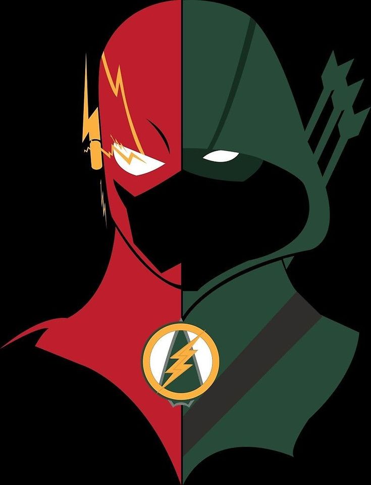 the flash and green arrow are facing each other in this graphic art style photo by steve vandermeer