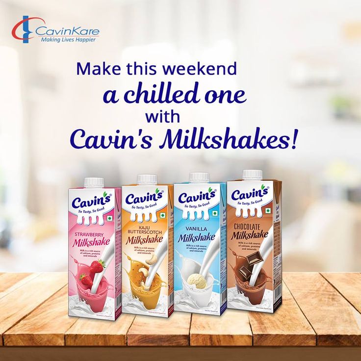 three cartons of cauni's milkshakes on a wooden table with the words make this weekend a chilled one with cauin's milkshakes