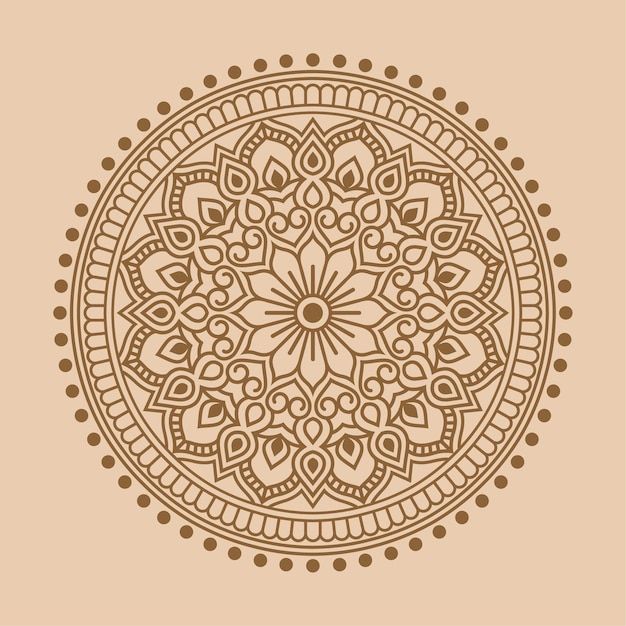 a circular ornament in the shape of a flower on a light brown background