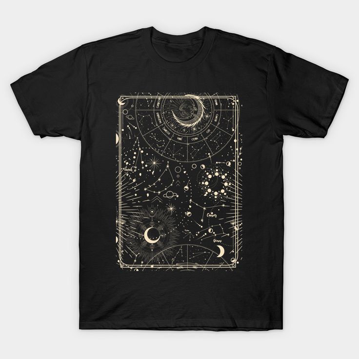 Perfect for occult astrology fans. -- Choose from our vast selection of Crewneck and V-Neck T-Shirts to match with your favorite design to make the perfect custom graphic T-Shirt. Pick your favorite: Classic, Relaxed Fit, V-Neck, Tri-Blend, Dolman Extra Soft Tri-Blend, Slouchy V-Neck, Slouchy, Premium, Heavyweight, Curvy, Ringer, and Curvy V-Neck. Customize your color! For men and women. Metaphysical T Shirts, Black Celestial Graphic Print Top, Celestial Style Graphic Print Short Sleeve T-shirt, Celestial Graphic Print Short Sleeve T-shirt, Celestial Graphic Print Crew Neck T-shirt, Spacecore Outfits, Spacecore Aesthetic, Space T Shirt, Witchy Shirt