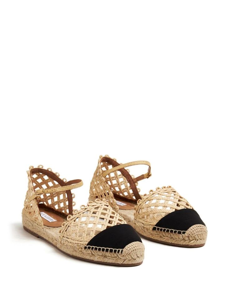 Aquazzura Sunburst almond-toe Espadrilles - Farfetch Espadrilles Women, Decorative Stitching, Walk This Way, Demi Fine Jewelry, Summer Beach Wear, Flat Boots, Fine Earrings, Ballet Flat Shoes, Pump Sandals