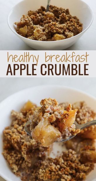 two bowls filled with apple crumble next to each other