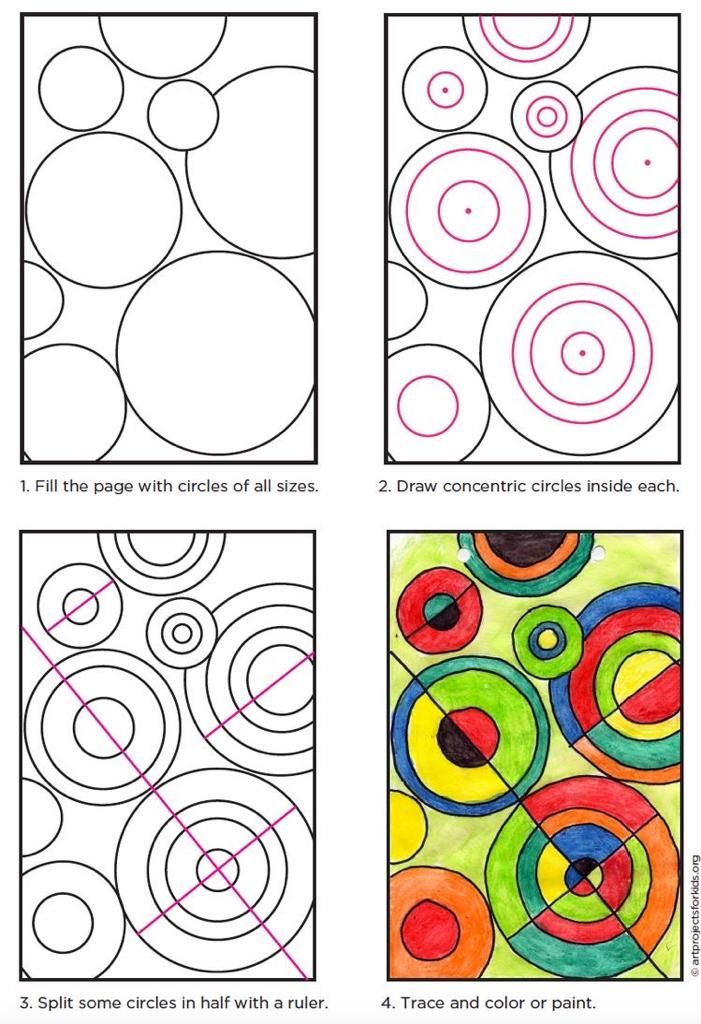 four different types of circles that can be used to make an art project for kids