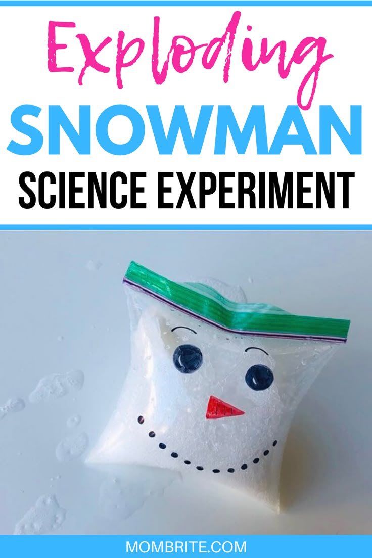 a snowman made out of plastic bags with text overlay reading exploring snowman science experiment