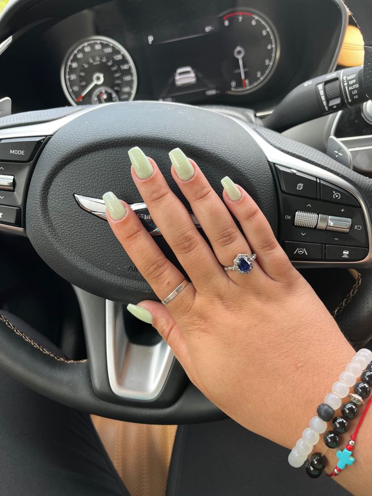 Honeydew Green Nails, Honeydew Nails, Medium Coffin Nails, Green Color Names, Medium Coffin, Nail Spa, Honeydew, Green Nails, Coffin Nails