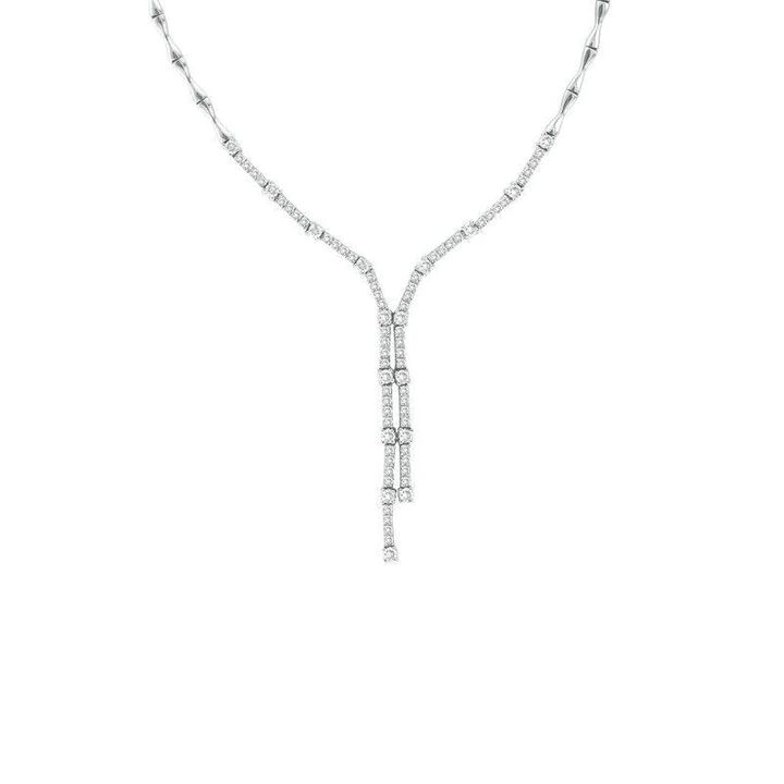 100% Natural Diamonds, Not Enhanced in any way Round Cut Diamond Necklace 2.11CT G-H  SI   14K White Gold,   Prong style,  17 gram 16 inches in length 77 diamonds  N4406WD   ALL OUR ITEMS ARE AVAILABLE TO BE ORDERED IN 14K WHITE, ROSE OR YELLOW GOLD UPON REQUEST. All Chains of Pendants and Necklaces Can be Requested in Luxury Baguette Diamond Necklace For Formal Events, Formal Dazzling Necklace With Brilliant Cut, Dazzling Formal Necklace With Brilliant Cut, Dazzling Brilliant-cut Necklace For Formal Occasions, Dazzling Platinum Necklace For Formal Occasions, Dazzling White Gold Necklace For Formal Events, Formal Platinum Bridal Necklace With Diamond Accents, Timeless Cubic Zirconia Diamond Necklace For Formal Occasions, Timeless Cubic Zirconia Diamond Necklace For Formal Events