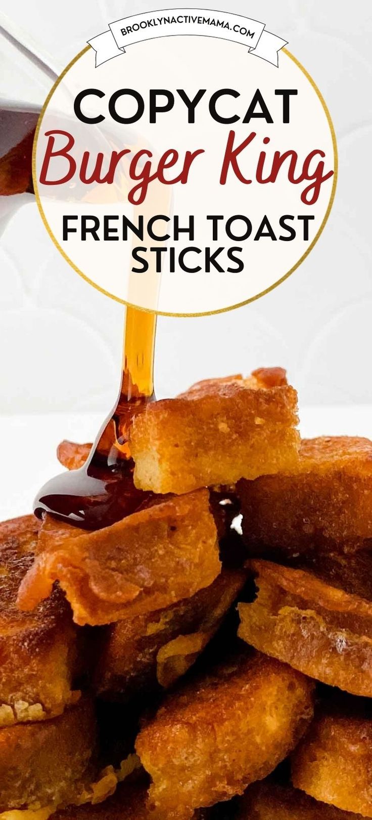 copycat burger king french toast sticks are stacked on top of each other and drizzled with syrup