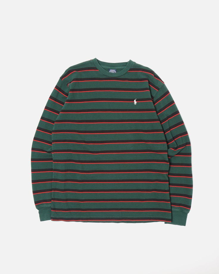 Polo Pique Stripe Tee L/S Casual Ralph Lauren Tops For Streetwear, Sporty Ralph Lauren Tops For Streetwear, Ralph Lauren Casual Streetwear Top, Ralph Lauren Cotton Winter Tops, Casual Green Ralph Lauren Top, Ralph Lauren Long Sleeve Streetwear Tops, Ralph Lauren Green Long Sleeve Tops, Green Ralph Lauren Cotton Top, Stud Aesthetic