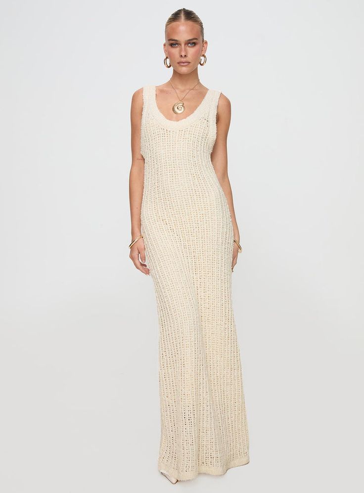 Andiamo Maxi Dress Cream Dress Cream, Cream Dress, Knitting Materials, Princess Polly, All Rights Reserved, Scoop Neckline, Relaxed Fit, Maxi Dress, Cream