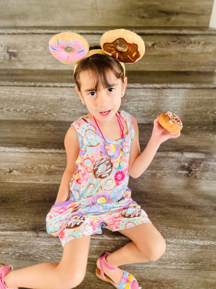 The cutest Donut romper around!  Grab one now for your little one.  Each romper is made with the softest fabric and it has pockets! Food Purple, Wild Animals Photography, Cute Donuts, Toddler Food, Spring Vacation, Kids Fun, Girls Toddler, Girls Rompers, Pink Cotton