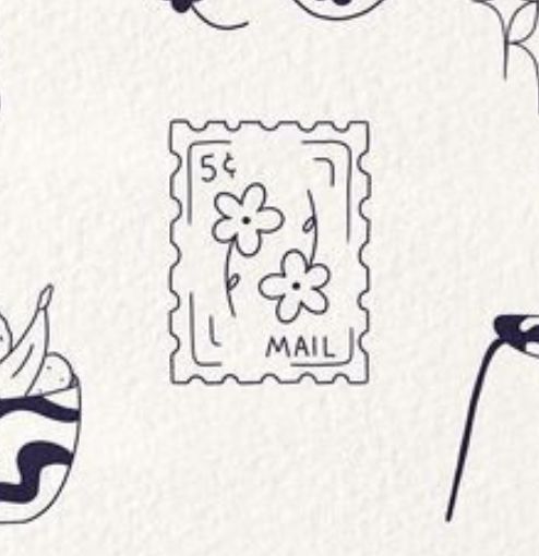 the stamps have been drawn on paper to make them look like they are in different designs