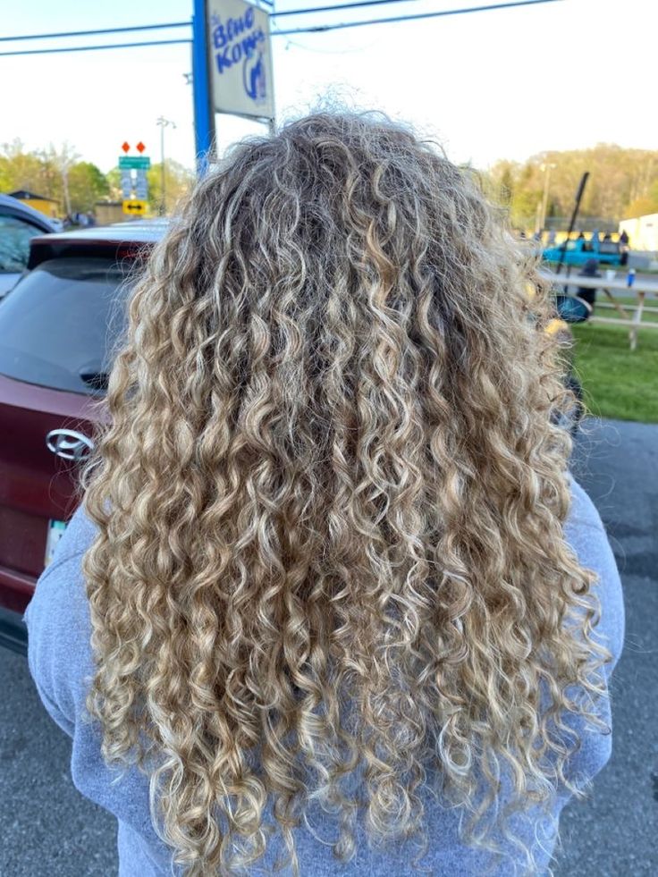 #blondhair #blondcurls #hairinspo #curlyhair Blond Curly Balayage, Blonde Balayage On Naturally Curly Hair, Blonde Curly Hair With Highlights, Blonde Curly Hair Women, Ash Blonde Balayage Curly Hair, Icy Blonde Curly Hair, Brown To Blonde Balayage Curly Hair, Blond Highlights On Curly Hair, Blonde Highlights On Brown Hair Curly