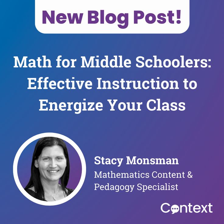 a blue and purple background with the words, math for middle schoolers effective instruction to energize your class