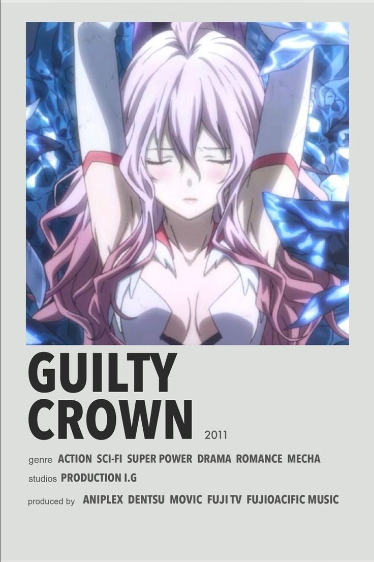 an anime character with long pink hair and blue eyes is featured in the poster for guilty crown