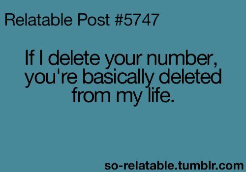 the text reads, reliable post 477 if i delete your number, you're basically related from my life