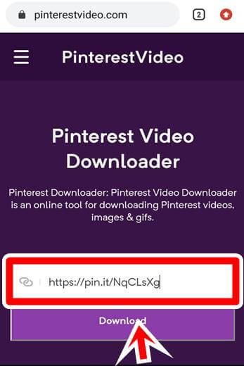 the pinterest video downloader is being downloaded