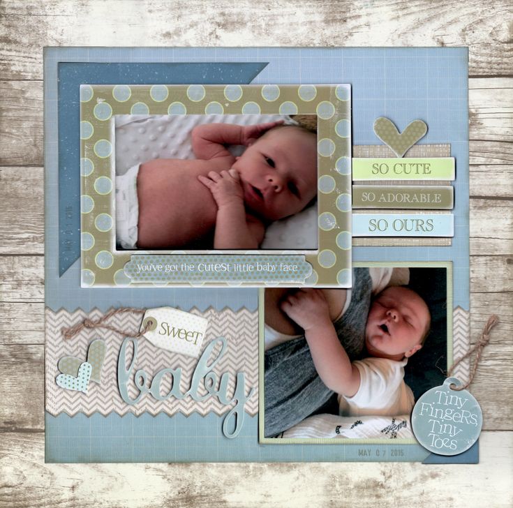 a scrapbook page with two baby photos