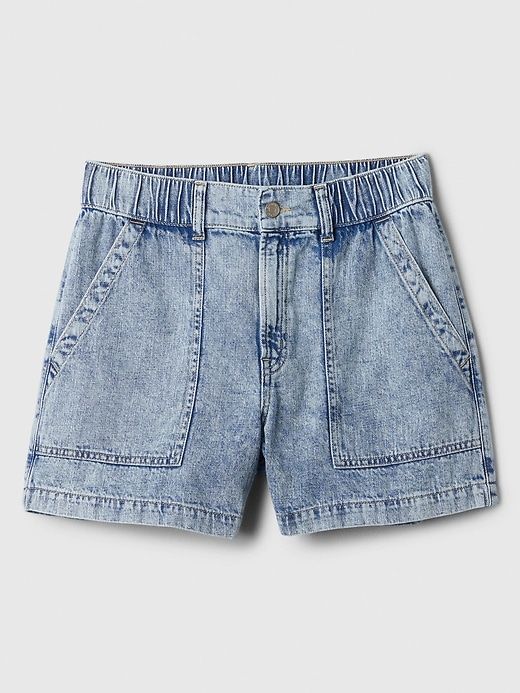 4" Mid Rise Easy Denim Utility Shorts Stretch Jean Shorts With Pockets In Medium Wash, Utility Style Medium Wash Short Bottoms, Utility Denim Shorts In Medium Wash, Utility Style Medium Wash Jean Shorts, Mid-rise Medium Wash Jean Shorts With Hip Pockets, Mid-rise Jean Shorts With Hip Pockets In Medium Wash, Utility Style Denim Jean Shorts, Utility Washed Recycled Denim Bottoms, Utility Style Short Denim Jeans