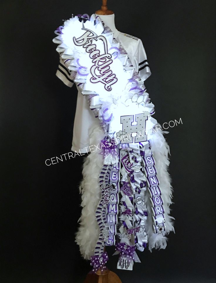 Senior Homecoming Mum Sash, Senior Sash Mum, Sash Homecoming Mums Diy, Sash Homecoming Mums, Sash Mum Homecoming, Mj Homecoming, Mum Sash, High School Spirit Wear, Mum Inspiration