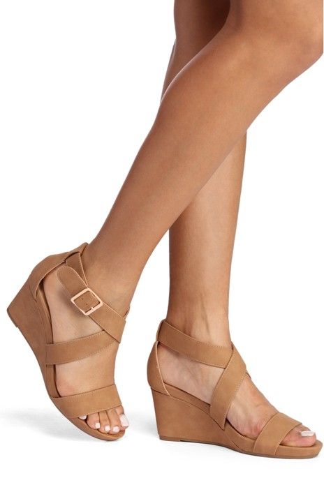 Wedge Footwear, Wedges For Work, Low Wedge Heels, Womens Wedge Sandals, Sandals With Heels, Nude Wedge Sandals, Wedges Sandals, Wedge Heels Outfit Dress, Wedge Sandals Outfit