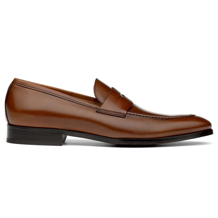 Cognac Slip-on Dress Shoes For Business Casual, Cognac Calf Leather Loafers With Leather Sole, Cognac Loafers With Leather Sole, Cognac Loafers With Leather Sole And Plain Toe, Cognac Plain Toe Loafers With Leather Sole, Timeless Leather Slip-ons For Formal Occasions, Semi-formal Slip-on Dress Shoes In Calf Leather, Timeless Slip-on Dress Shoes For Semi-formal Events, Cognac Loafers With Rubber Sole For Business