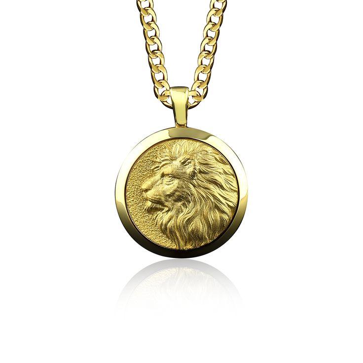 Abdul on Etsy Lion Pendant Gold, Gold Cuban Chain, Meaningful Necklace, Lion Necklace, Lion Pendant, Gold Lion, Mens Necklace, Gold Medallion, Solid Gold Necklace