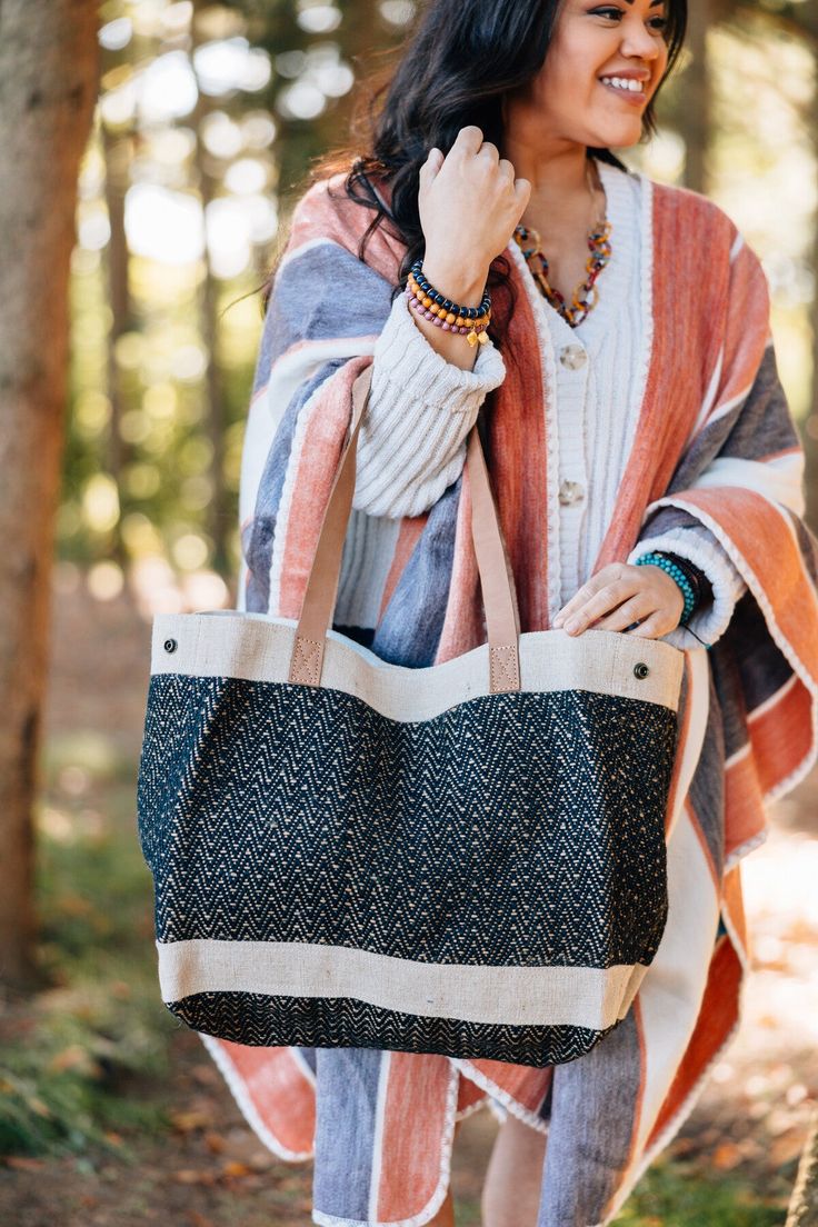 Sable Jute & Cotton Bag - Ten Thousand Villages Natural Straw Tote Bag For On-the-go, On-the-go Woven Natural Shoulder Bag, Ethically Sourced Natural Shoulder Bag For Everyday Use, Woven Bags For Everyday Use In Fall, Woven Shoulder Bag For Daily Use In Fall, Fall Woven Shoulder Bag For Daily Use, Fair Trade Jute Beach Bag For Travel, Eco-friendly Handwoven Bag For Everyday Use, Ethically Sourced Rectangular Travel Bag