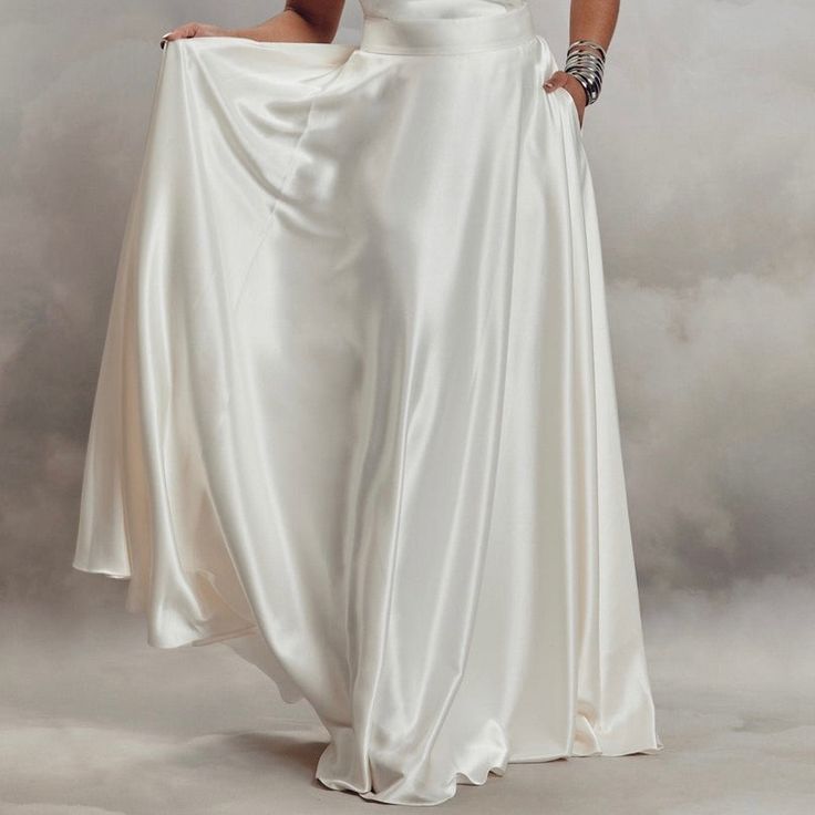 Catherine Deane Liz Bridal Maxi Skirt Satin Fabric Originally Sold On Bhldn Beautiful! Nwt Silk Full-length Bottoms For Wedding, Elegant Silk Wedding Bottoms, White Flowy Satin Maxi Skirt, White Satin Bottoms For Wedding, White Satin Wedding Bottoms, Elegant Silk Maxi Skirt For Wedding, Elegant Satin Maxi Skirt For Wedding, Satin Flared Maxi Skirt For Wedding, White Satin Skirt With Flowy Fit