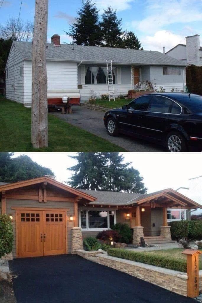 before and after photos of a house