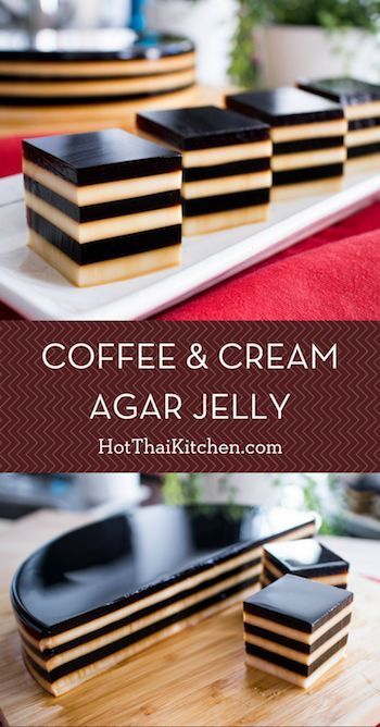 coffee and cream agar jelly on a plate