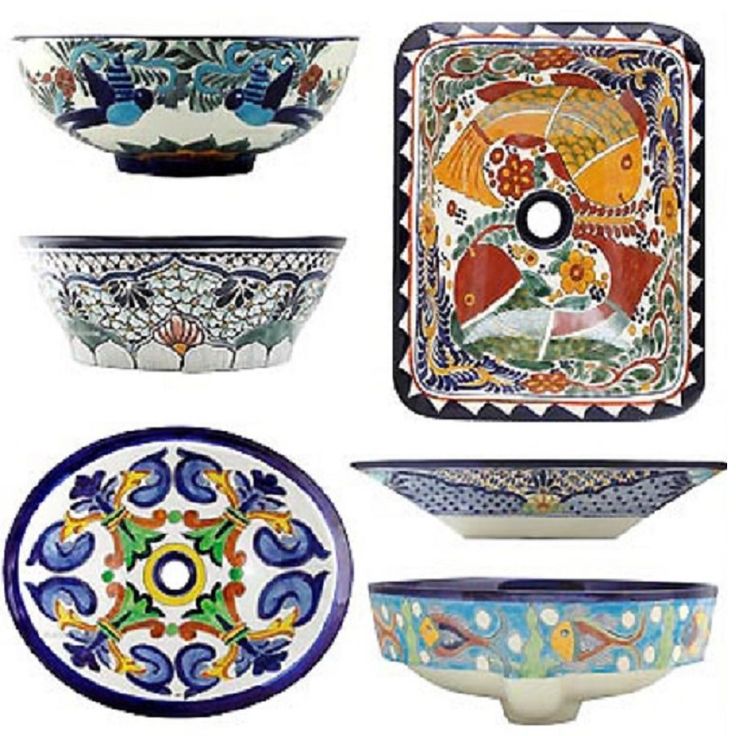 many different bowls and plates are shown together