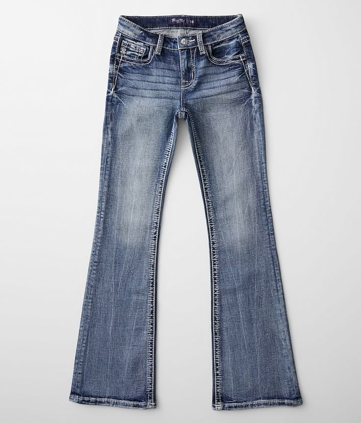 Girls - Miss Me Mid-Rise Boot Stretch Jean - Blue 8/Long M860b Mid-rise zip fly stretch jean Regular inseam measures 28 on size 10 and will grade accordingly to size Long inseam measures 30 on size 10 and will grade accordingly to size 16 bottom opening Slim through the hip and thigh Adjustable waistband Regular button closure in sizes 7-16 Sequins and rhinestones on metallic embroidered back pockets Matching Mom & Me jean. 99% Cotton 1% Elastane. Machine wash separately cold water with like col Cute Jeans Bootcut, Miss Me Jeans Flare, Miss Me Jeans Low Rise, Miss Me Bootcut Jeans, Low Rise Flair Jeans, Cute Boot Cut Jeans, Miss Me Flare Jeans, Cute Low Rise Jeans, Miss Me Jeans Outfit