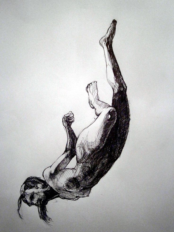 a black and white drawing of a man doing a handstand on his stomach