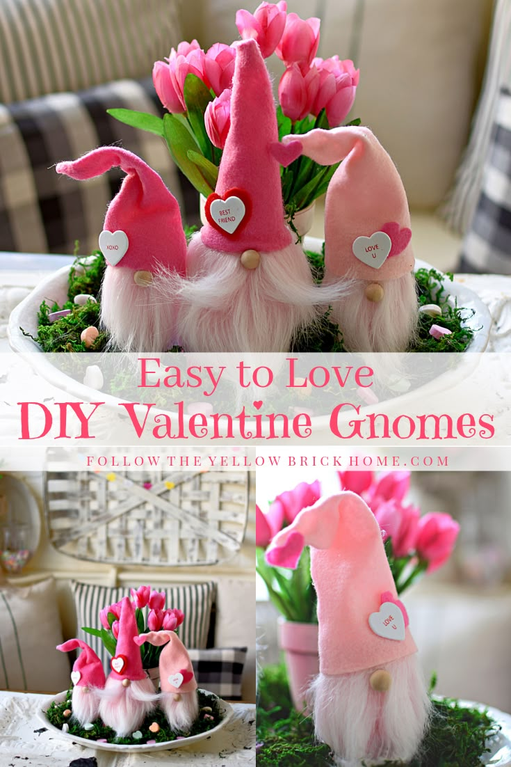 easy to love diy valentine gnomes for the table or centerpiece in your home