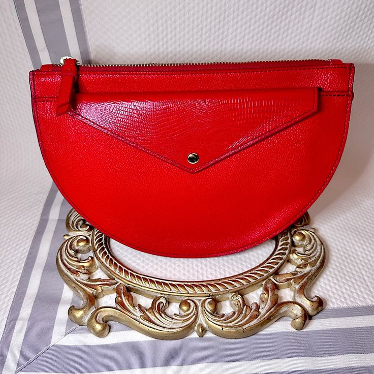 Brand New Retails For $88 2-In-1 Clutch And Wallet Red, Great Accent Piece To Any Outfit Approx: 10” W X 7” L Half Moon Clutch With A Peekaboo Removable Wallet. The Wallet Has 8 Card Slots And 1 Money Slot. Gold Hardware. Red Pouch Clutch With Card Slots, Red Clutch With Card Slots, Red Pouch With Card Slots For Daily Use, Modern Red Bags With Card Slots, Chic Red Wallet With Card Slots, Trendy Red Clutch With Zipper Closure, Red Leather Clutch Coin Purse, Trendy Red Wallet With Cell Phone Pocket, Red Shoulder Bag With Card Slots For Everyday