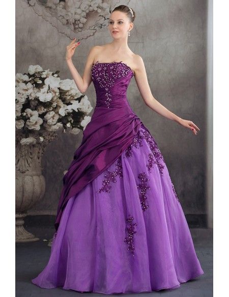 Purple Two-tone Strapless Pleated Wedding Dress with Beading Purple Wedding Dress, Purple Style, 파티 드레스, Cute Wedding Dress, Fall Wedding Dresses, Wedding Lingerie, Colored Wedding Dresses, Ball Gown Dresses, Dress Formal