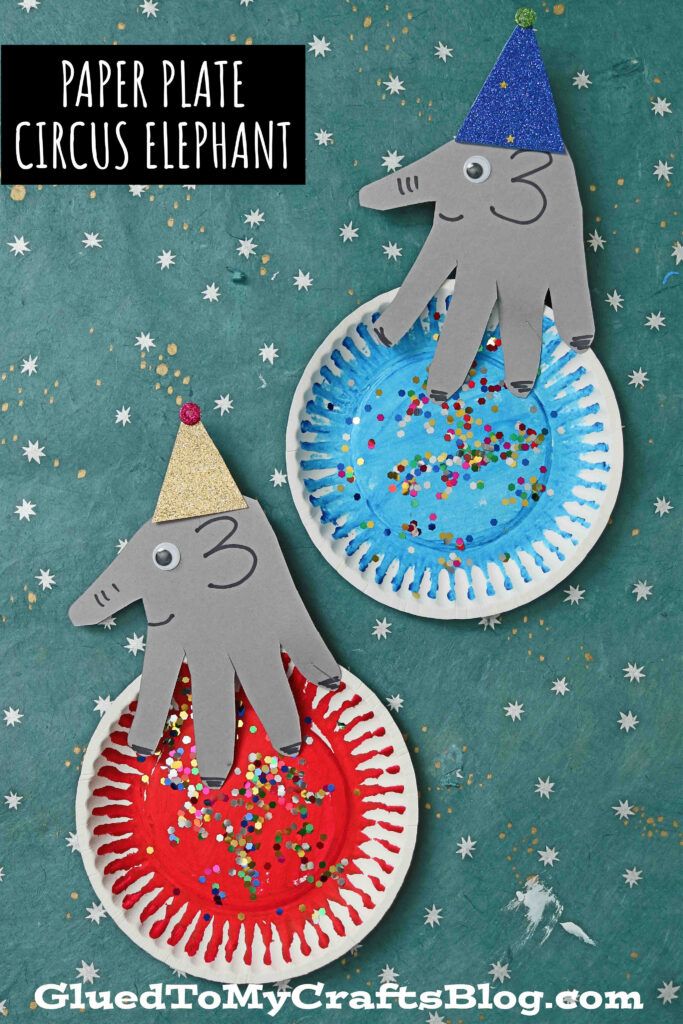 paper plate circus elephant craft for kids