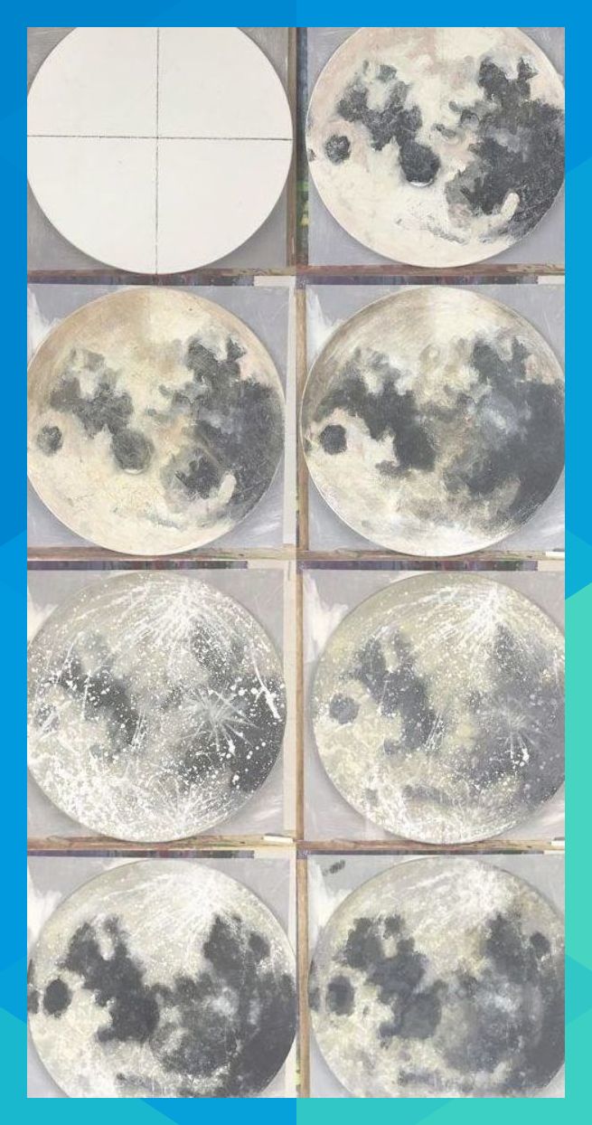 several images of the moon in different stages of development